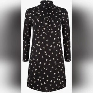 ESQUALO black long sleeve dress with white hearts and gold accent 4